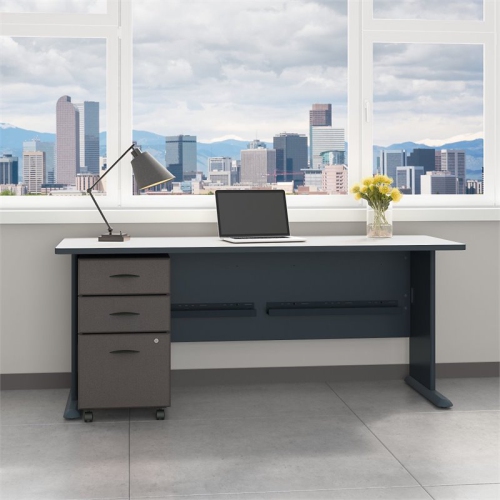 Scranton & Co 72" Desk with Mobile File Cabinet in Slate
