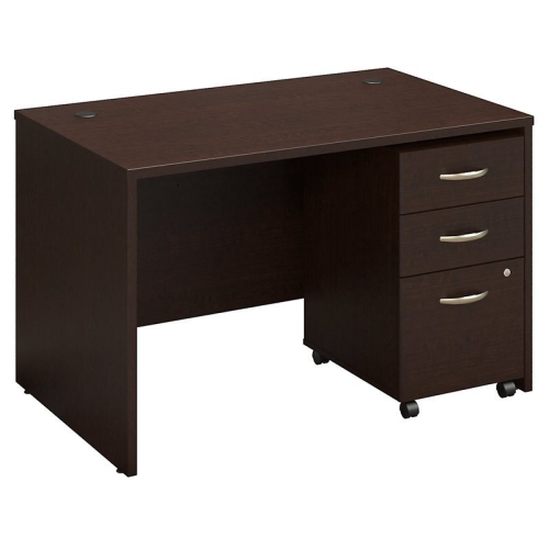 Bush Business Furniture Series C Elite 48"W Desk with 3-Drawer Mobile Pedestal in Mocha Cherry