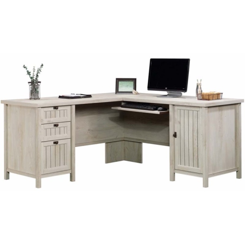 Sauder Costa Engineered Wood L-Shaped Computer Desk in Chalked Chestnut