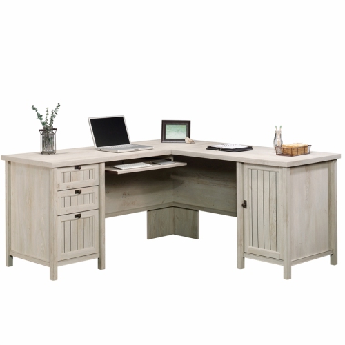 Sauder Costa Engineered Wood L-Shaped Computer Desk in Chalked Chestnut