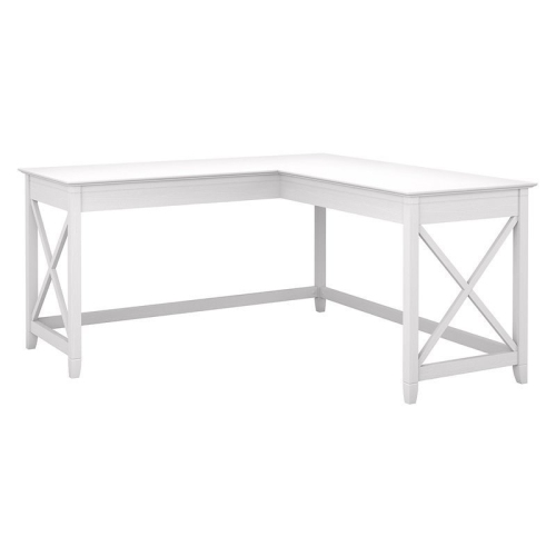 BUSH  Furniture Key West 60W L Shaped Desk In Pure Oak In White