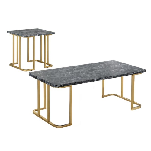 FURNITURE OF AMERICA  Clotten Metal 2-Piece Coffee Table Set In Gold And Black