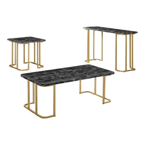 FURNITURE OF AMERICA  Clotten Metal 3-Piece Coffee Table Set In In Black