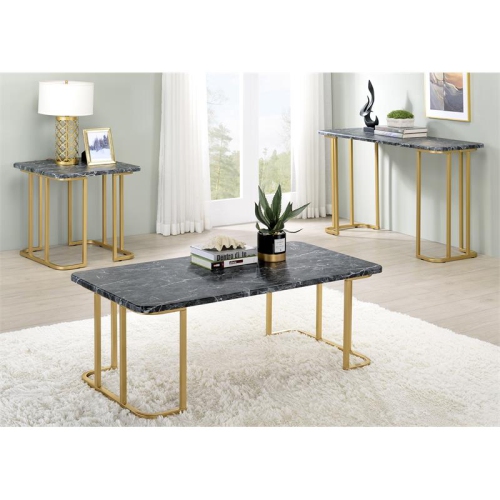 Furniture of America Clotten Metal 3-Piece Coffee Table Set in Black