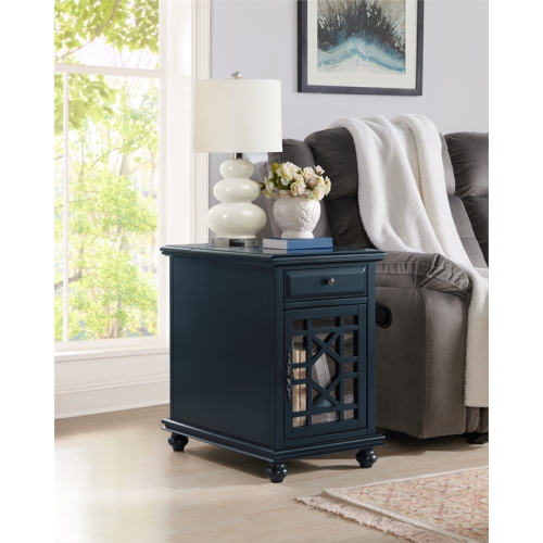 Martin Svensson Home Elegant Chairside Table with Power Catalina Blue