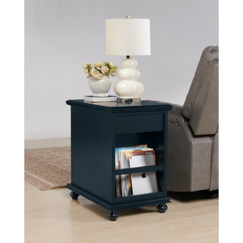 Martin Svensson Home Elegant Chairside Table with Power Catalina Blue