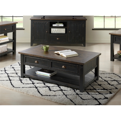 Martin Svensson Home Monterey Solid Wood 2 Drawer Coffee Table Black and Brown