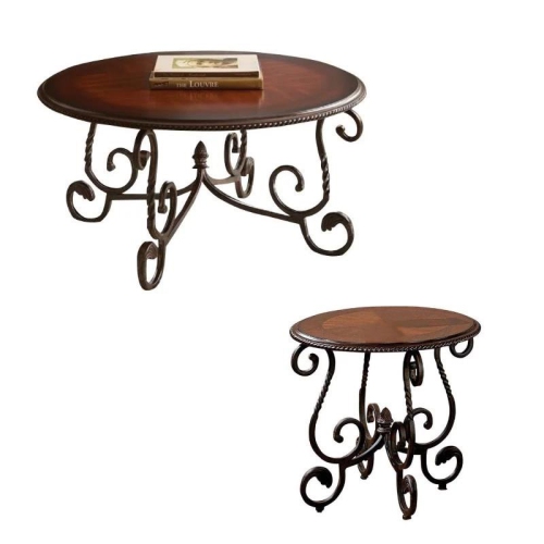 STEVE SILVER COMPANY Crowley 2 Piece Italian Inspired Coffee Table And End Table Set In Cherry