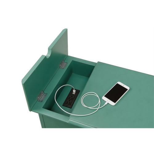 Martin Svensson Home Elegant Chairside Table with Power Antique Teal Green