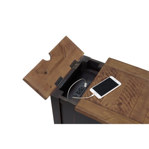 Martin Svensson Home Rustic Chairside Table with Power Anitque Black and Honey