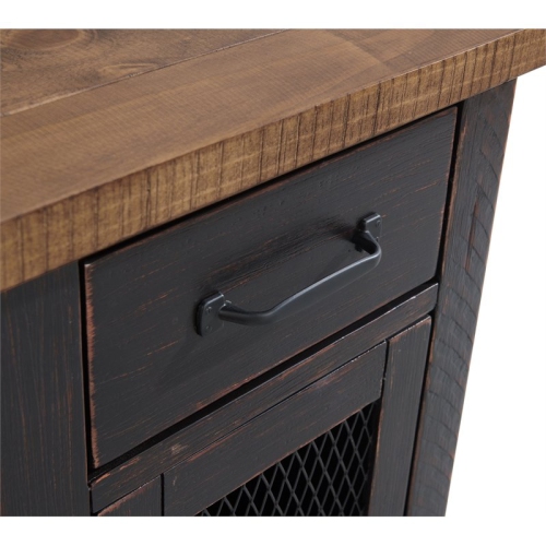 Martin Svensson Home Rustic Chairside Table with Power Anitque Black and Honey