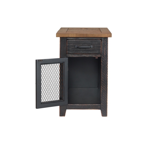 Martin Svensson Home Rustic Chairside Table with Power Anitque Black and Honey