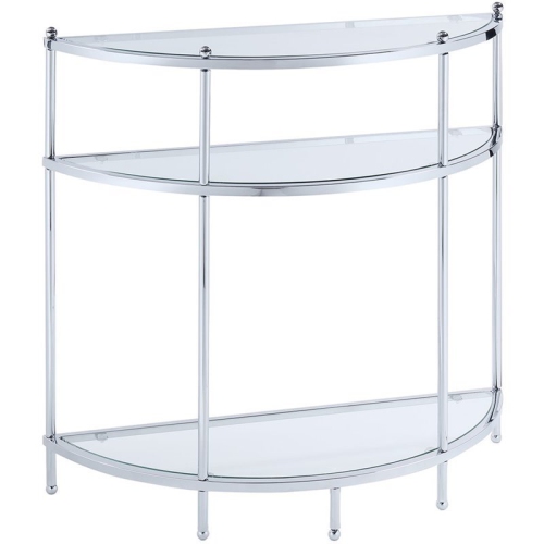 Pemberly Row Glass Console Table in Chrome