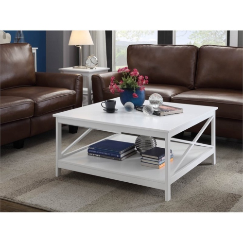 Pemberly Row 36" Square Coffee Table in White