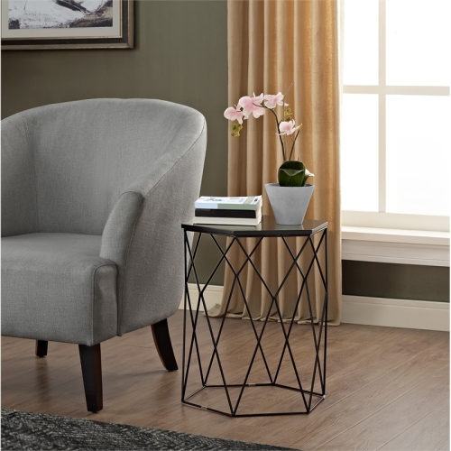 Serta at Home Element Geometric Side Table in Midnight Black