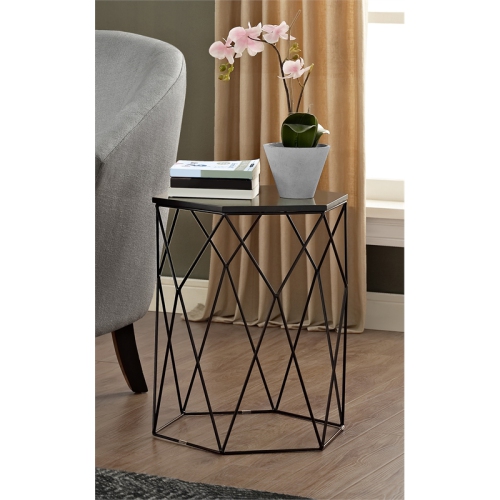 Serta at Home Element Geometric Side Table in Midnight Black