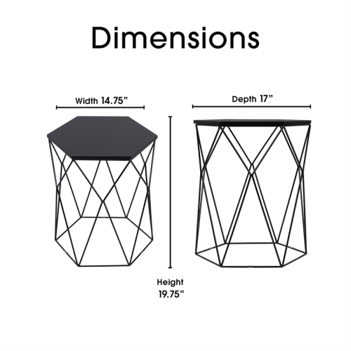 Serta at Home Element Geometric Side Table in Midnight Black
