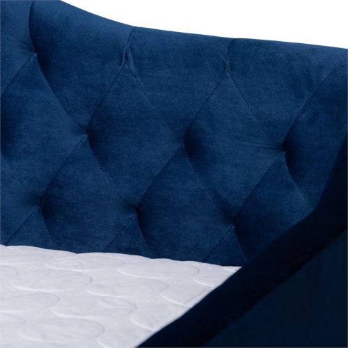 Baxton Studio Perry Contemporary Velvet Upholstered Full Daybed in Royal Blue
