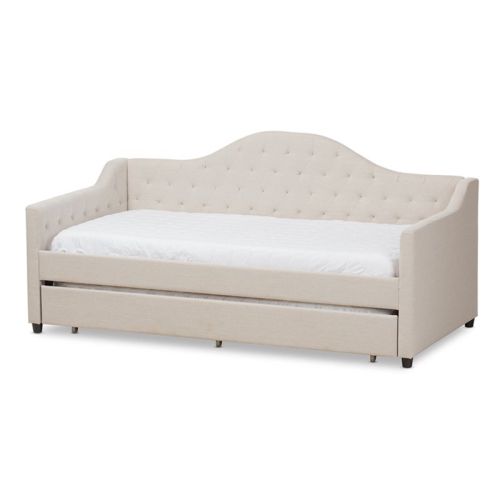 BAXTON STUDIO  Perry Fabric Daybed With Trundle In Light Beige