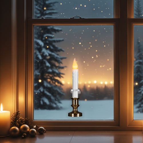 Set of 3 White LED C5 Flickering Window Christmas Candle Lamps with Timer 8.5"