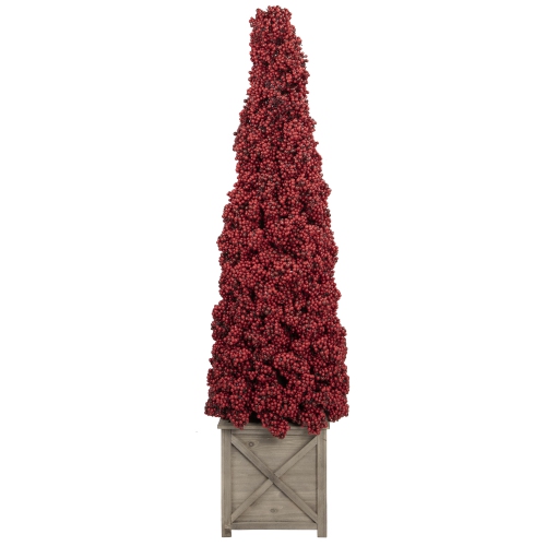 ALLSTATE  Artificial Berry Cone Potted Christmas Topiary - 50" - In Red