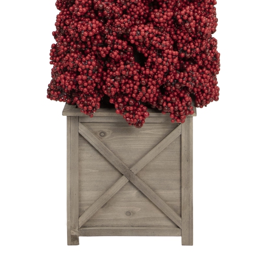 Artificial Berry Cone Potted Christmas Topiary - 50" - Red