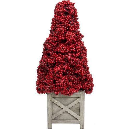ALLSTATE  Artificial Berry Cone Potted Christmas Topiary - 24" - In Red