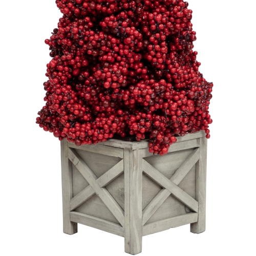 Artificial Berry Cone Potted Christmas Topiary - 24" - Red