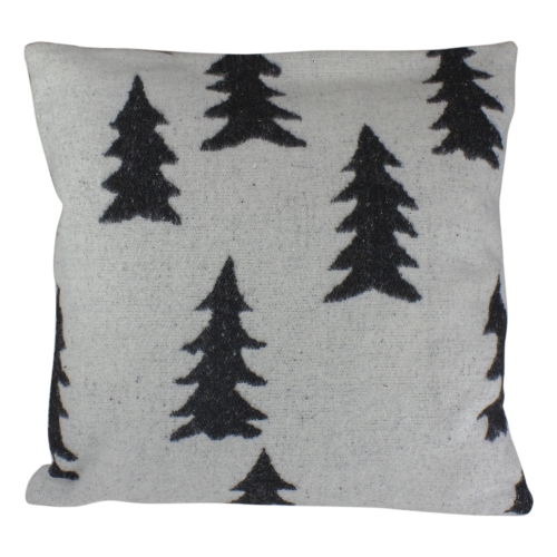 NORTHLIGHT  18" And Black Forest Trees Knit Christmas Throw Pillow In White