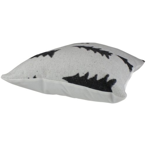 18" White and Black Forest Trees Knit Christmas Throw Pillow