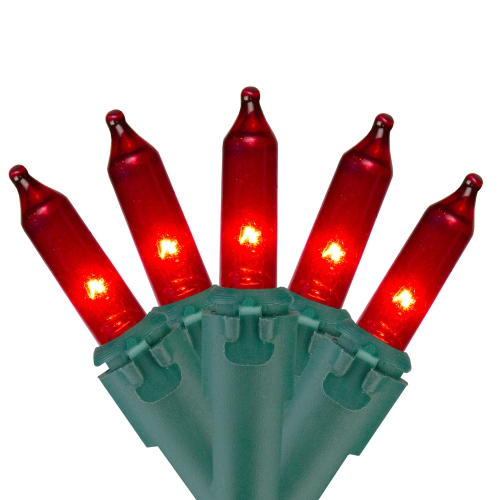 35-Count Red Mini Christmas Lights, 7ft Green Wire