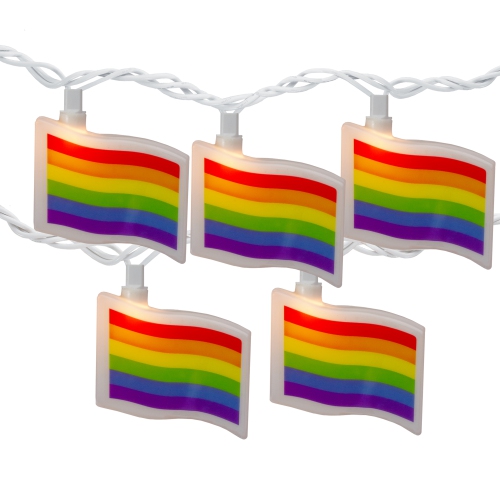 NORTHLIGHT  10-Count Clear Pride Flag Novelty String Light Set, 7.5Ft Wire In White