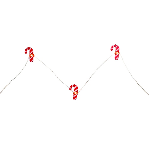 10-Count LED Candy Cane Christmas Fairy Lights, 5.25ft, Copper Wire