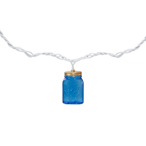 10-Count Multi-Color Mini Mason Jar Novelty String Light Set, 7.5ft White Wire