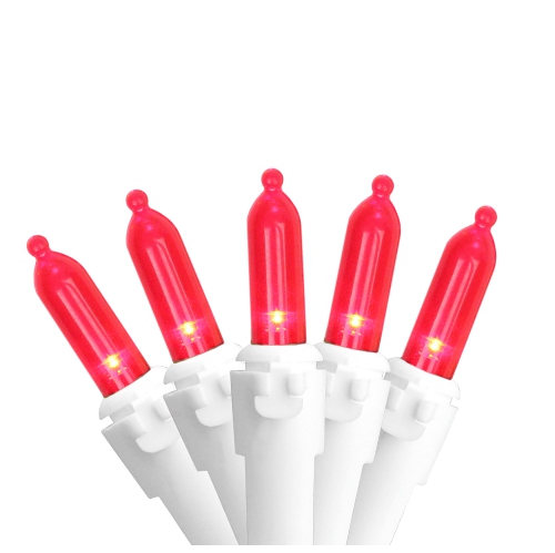 NORTHLIGHT  50 Led Mini Christmas Lights - 16.25 Ft White Wire In Red 