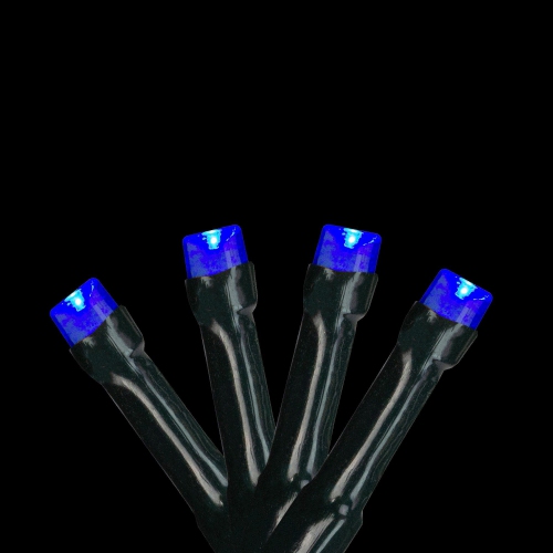 20 Battery Operated Blue LED Wide Angle Christmas Lights - 9.5 ft Green Wire