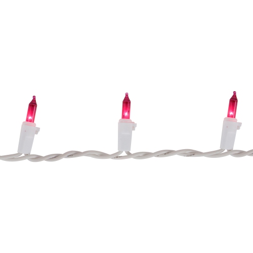 35-Count Pink Mini Christmas Light Set, 7ft White Wire