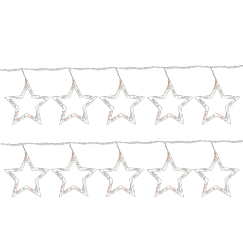 NORTHLIGHT  100 Clear Twinkling Star Icicle Christmas Lights - 10.1 Ft Wire In White
