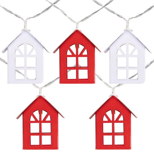 NORTHLIGHT  10 B/o Led Warm Metal House Christmas Lights - 6.5' Clear Wire In White