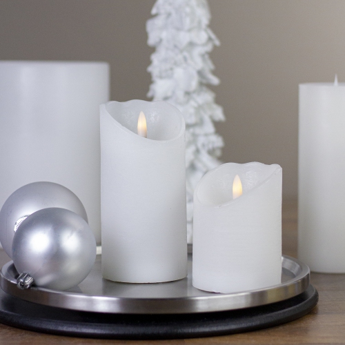 Bougie en cire à piles sans flamme à DEL blanche de 4 po