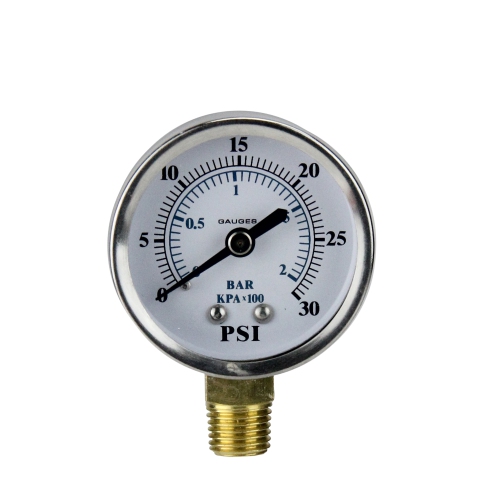 2.75" Silver and White Side Mount Stainless Steal Pressure Gauge