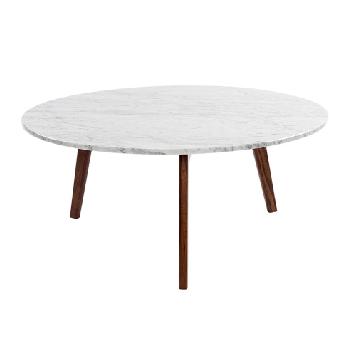 white marble coffee table with wood legs