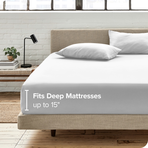 Bare Home 100% Organic Cotton Fitted Bottom Sheet – Silky Smooth Sateen Weave - Warm & Luxurious