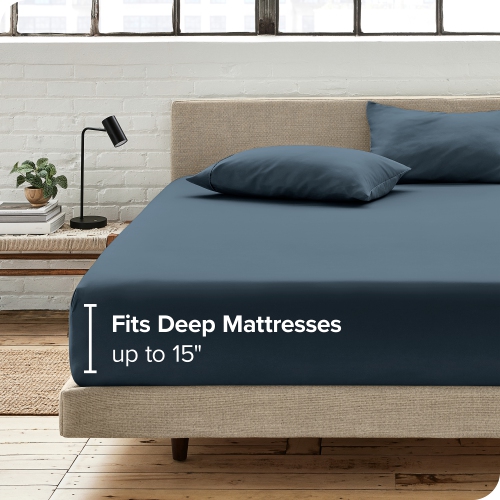 Bare Home 100% Organic Cotton Fitted Bottom Sheet – Silky Smooth Sateen Weave - Warm & Luxurious