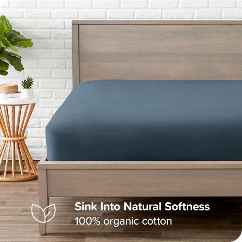 Drap-housse à 100 % coton biologique Bare Home – satin soyeux tissé – chaud et luxueux