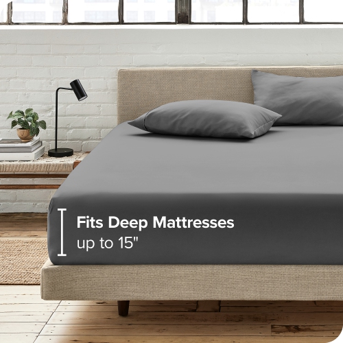 Bare Home 100% Organic Cotton Fitted Bottom Sheet – Silky Smooth Sateen Weave - Warm & Luxurious