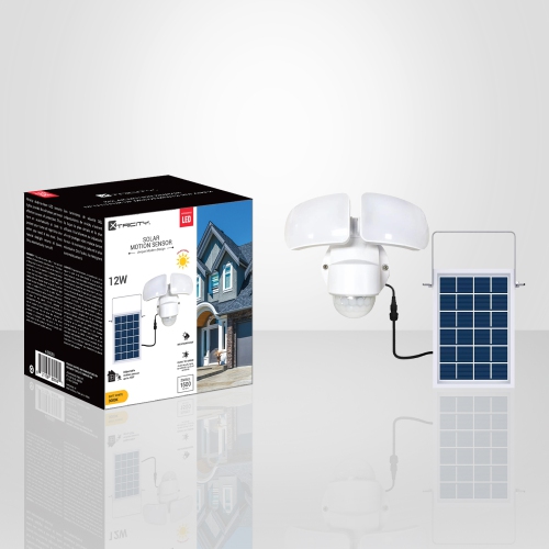 Xtricity - LED Outdoor Security Light with Motion Sensor, Solar Panel Powered, 12W, 3000K Soft White