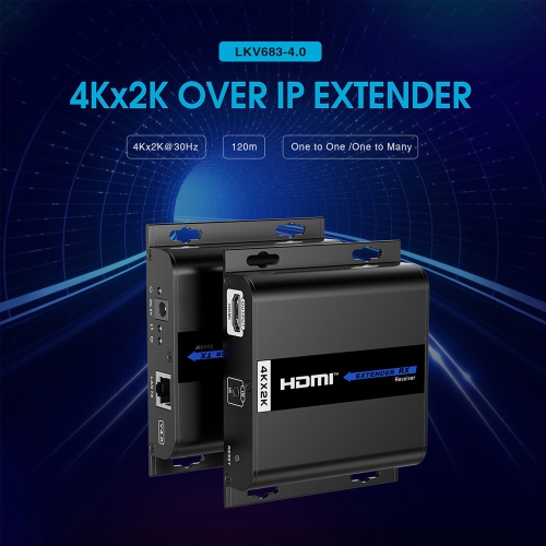 Speedex LKV683 v4.0 4KX2K HDbitT HDMI Over IP CAT5/5E/6 Extender up to 120m transmitter + Receiver Kit (Support One to One/One to many}