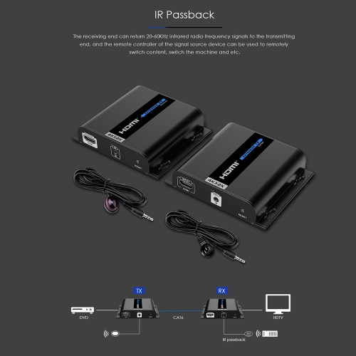 Speedex LKV683 v4.0 4KX2K HDbitT HDMI Over IP CAT5/5E/6 Extender up to 120m transmitter + Receiver Kit (Support One to One/One to many}