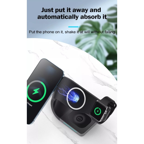 Navor 4-in-1 15W Fast Charging Dock Station | Magnetic Wireless Charger for iPhone 17/16/15/14/13/12/11/X/8, Apple Watch SE/1-11, AirPods 1/2/3/Pro &